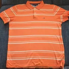 TOMMY HILFIGER オレンジ ストライプ ポロシャツ L/G