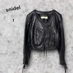 snidel ブラックレザージャケット　羊革　サイズ1 ショート丈　アシメジップ