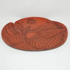 昭和レトロ/高岡漆器/鯛絵柄の木彫塗り盆 - メルカリ