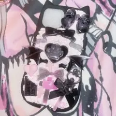 iPhone15 スマホケースデコ 量産型 地雷 サブカル ブラック 悪魔