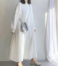 She's Closetスタンドカラーボリュームスリーブフレアロングシャツワンピのサムネイル