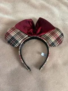 ディズニー ミニー カチューシャ チェック柄 赤 ランド シー