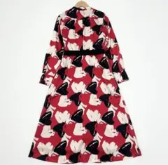 極美品♡ルルウィルビー ハートプリントロングワンピース ボウタイ 