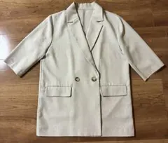 mysty woman リネンライクハーフスリーブジャケット ベージュ 半袖 F