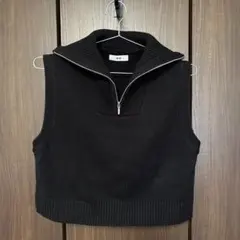 WEGO ハーフジップ ニットベスト ブラック