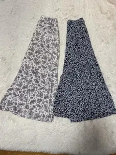 GU：ジーユー：ロングスカート フレアスカート 花柄 フラワー 2枚セット Ｓ