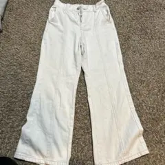 GU ホワイト ワイドパンツ キッズMサイズ