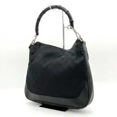 【GUCCI】ハンドバッグ　バンブー　GGキャンバス　ブラック