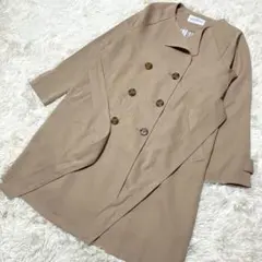 【美品】レイカズン　ノーカラートレンチコート　ベージュ　ダブルフロントボタン　Ｆ
