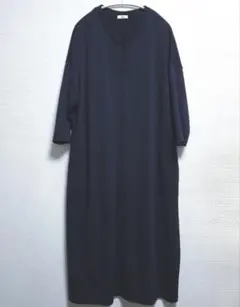 Crafted ネイビー Vネック カットソーワンピース