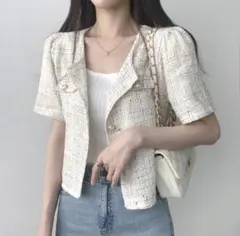 【美品】DHOLIC パール風ボタンツイードジャケット・p385537のサムネイル