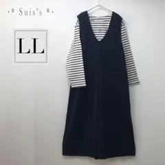 k193☆LL＊Vネック ワイドパンツ サロペット＊オールインワン
