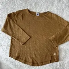 プチバトー ブラウン ドット柄 長袖カットソー 4ans