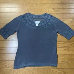 【美品】Talbots グレー 半袖ニットセーター XSのサムネイル