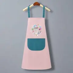 エプロン 大人 子ども ポケット付き 撥水加工 くすみカラー うさぎ