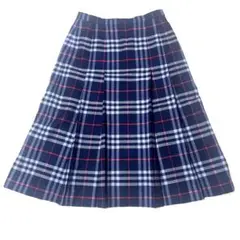 極美品☆バーバリープリーツロングスカート紺チェック