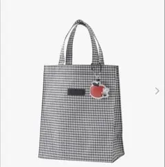 ファミリア　ギンガムチェック　ブラック　モノトーン　縦型トートバッグ