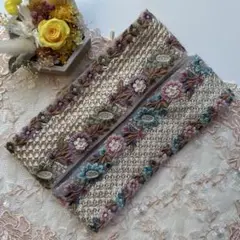 お買得インド刺繍リボン各1メートル合計2メートル