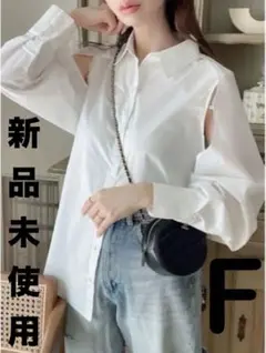 新品 GRL グレイル 袖2Wayレイヤード風ヘムシャツ グレージュ 春 秋 F