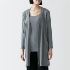 無印良品 なめらかリブ ロングカーディガン モスグリーン S