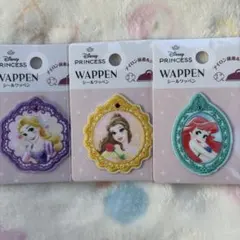 セリア　ディズニープリンセス　シールワッペン3種類　入園準備　匿名配送