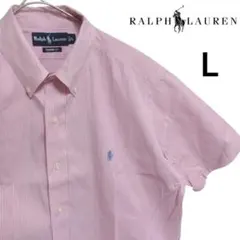 美品　ラルフローレン　半袖BDシャツ CLASSIC FIT ストライプＬのサムネイル