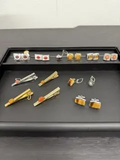 ★昭和レトロ 高級カフスボタン＆ネクタイピンセット★ヴィンテージ紳士アクセサリー