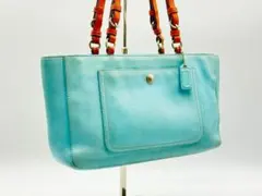 希少カラー coachコーチ　トートバッグ　ハンドバッグ　エルゴ　ブルーレザー
