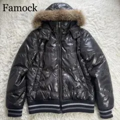 【Y2K】光沢 中綿ジャケット M ブラック ファー フード famock