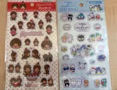 セリア　ぷくっとシール　しろたん×はぴだんぶい　モンチッチ ２枚セット