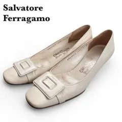 【良品】Ferragamo フェラガモ パンプス ベージュ 8c 25cm 細身