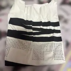 ラインストーン ロゴ Tシャツ ホワイト 千鳥柄スカート
