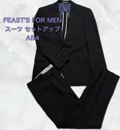 【美品】PERSON'S FOR MEN スーツ セット AB4 黒 ストライプ