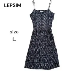 LEPSIM レプシィム 総柄 キャミソール ワンピース ネイビー L