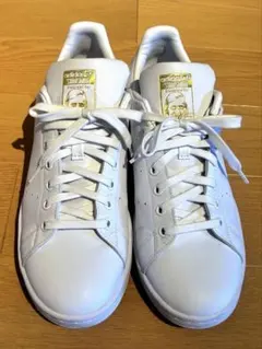 【極上】アディダス adidas ホワイトレザー スタンスミス ゴールドロゴ