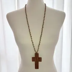 00s 十字架ウッドビーズネックレス 平成ギャル森ガールフェアリーグランジy2k