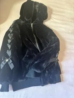 リズリサうさみみフードファーブルゾン ブラック