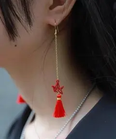 axes femme REZEN 折り鶴 タッセル ピアス 和風 浴衣 夏祭りのサムネイル