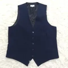 ジャンネット ジレ ベスト シアサッカー ストライプ ネイビー 48