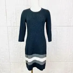 【バナナリパブリック】　一枚で完成✨大人映え配色♪ ウール混ワンピース【895】