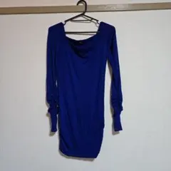 オフショルダー 青 長袖 トップス