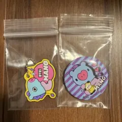 BT21 くら寿司　MANG ラバーマスコット＆缶バッジ　びっくらポン