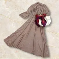 アースミュージックアンドエコロジー ワンピース ロング スモーキーピンク シアー