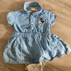 ミニーマウス刺繍デニム風ワンピース