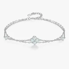 サファイア ブレスレット レディース 10月誕生石四つ葉のクローバー プレゼント