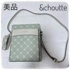 美品　アンドシュエット ショルダーバッグ モノグラム スクエア カバン グリーンのサムネイル