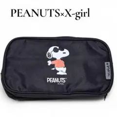 【未使用】PEANUTS X-girl コスメポーチ　ダブルジップ　ミラー付き
