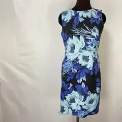 GRACE CONTINENTAL 花柄 ワンピース ノースリーブ 36 ブルー