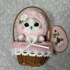モフサンド　かご入りぬいぐるみ (ピンクいちご)