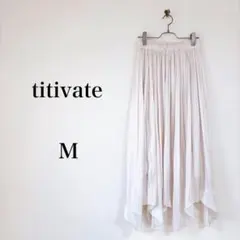 titivate（M）サテンプリーツイレヘムスカート　アイボリー　光沢　アシメのサムネイル